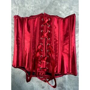 Corset Bustier Top Size XS Red Satin Boudoir Burlesque